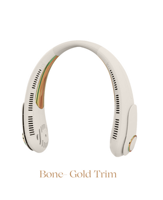 Sleek Air™ - Bone w/Gold Trim Hands-Free Three-Speed Neck Fan